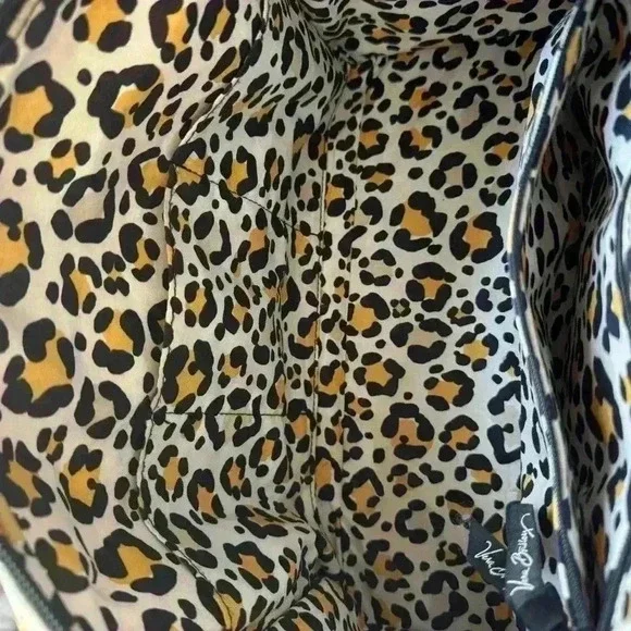 Vera Bradley 'Go Wild' Caroline Shoulder Bag Purse Black Yellow Animal Print - Picture 6 of 15